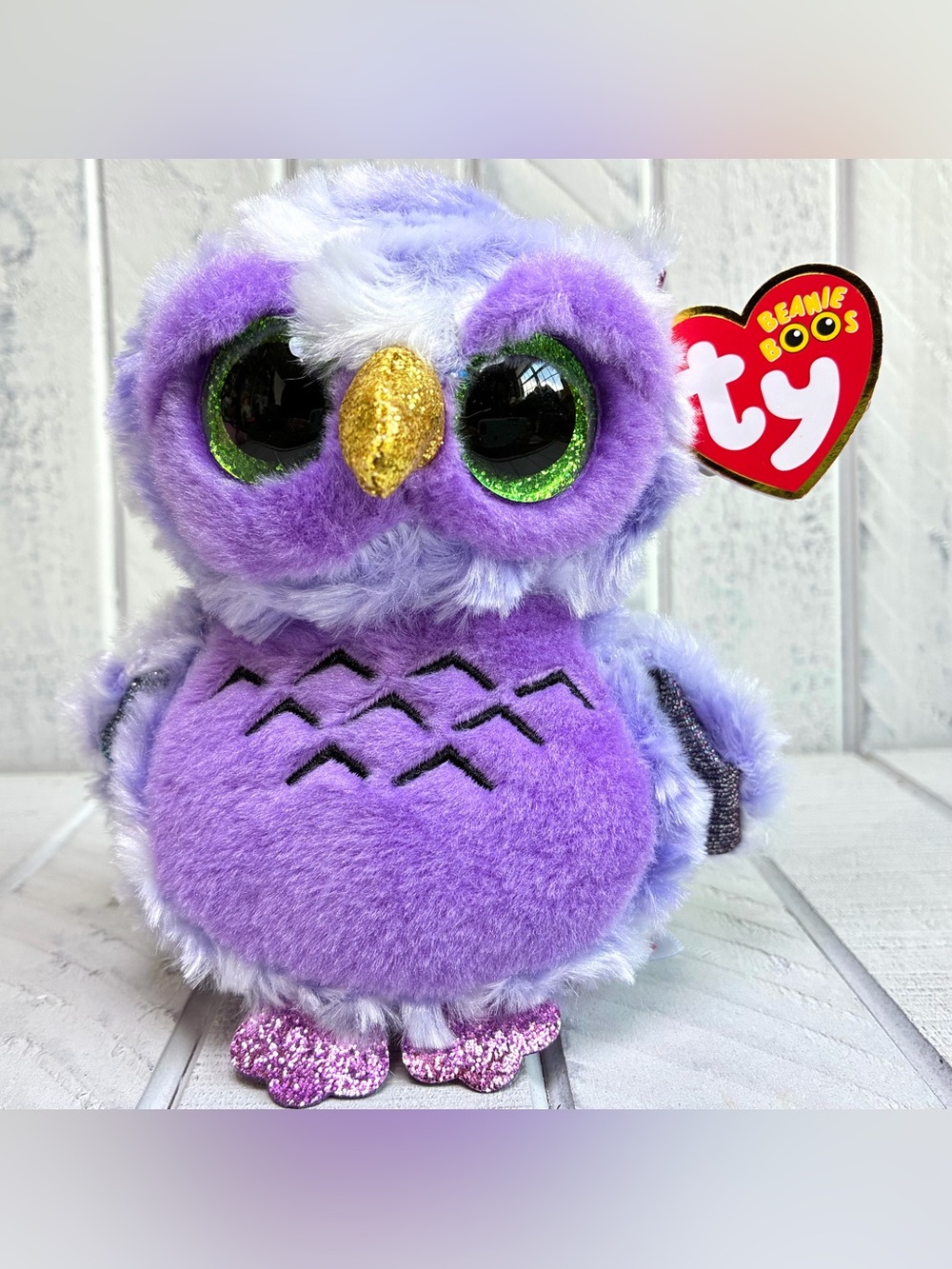 Ty Beanie Boos Collection Owlivia Purple Owl Plushie 6” DOB Aug. 10 VelveTy NWT